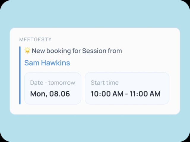 MeetGesty booking notification