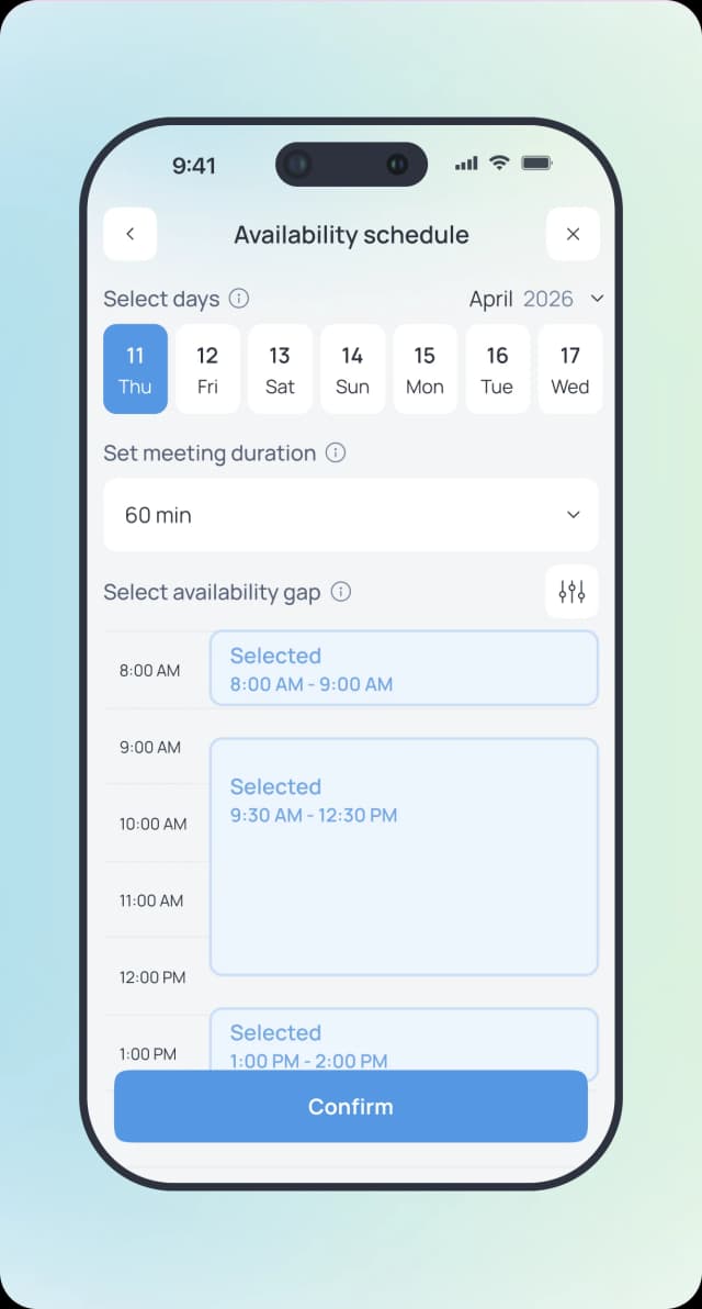 MeetGesty availability schedule
